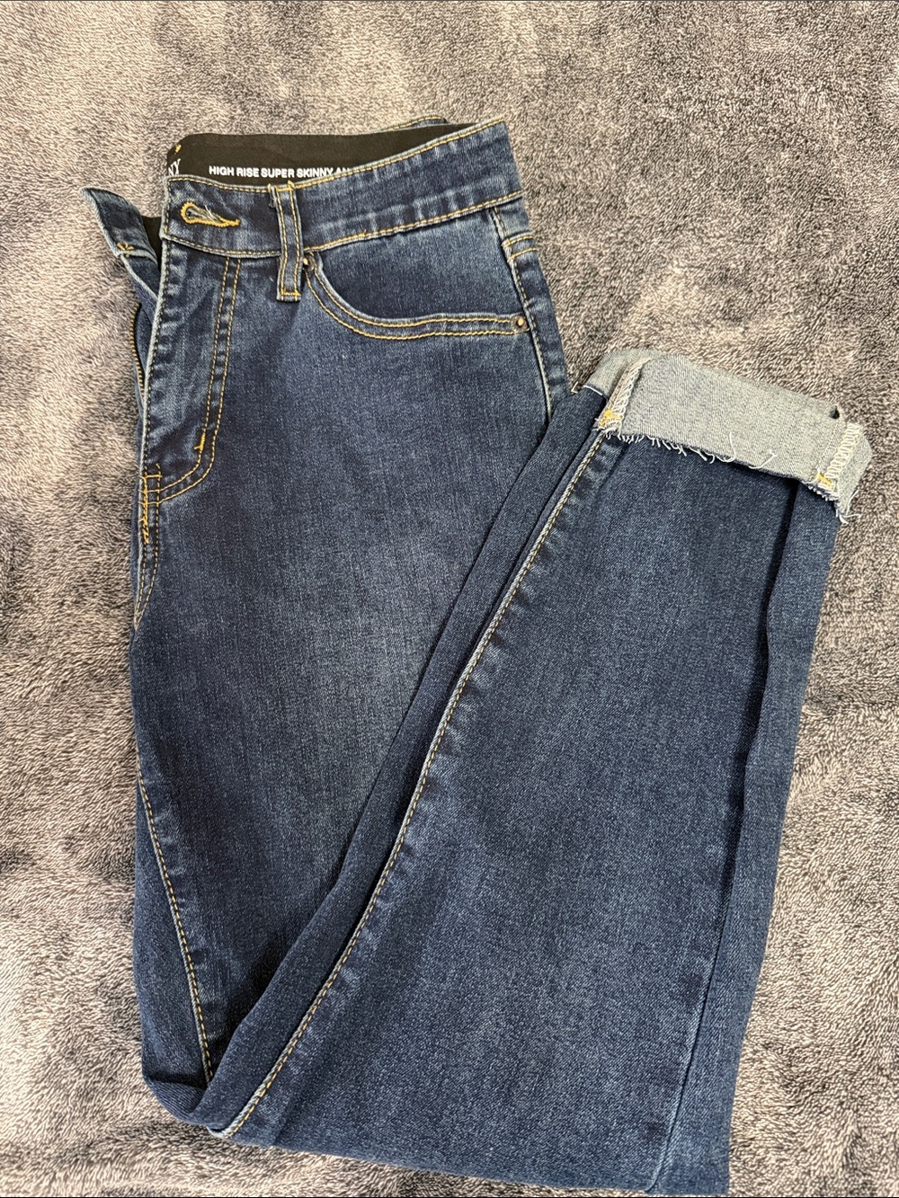 New York & Company High Rise Super Skinny Ankle Jeans - Dark Blue